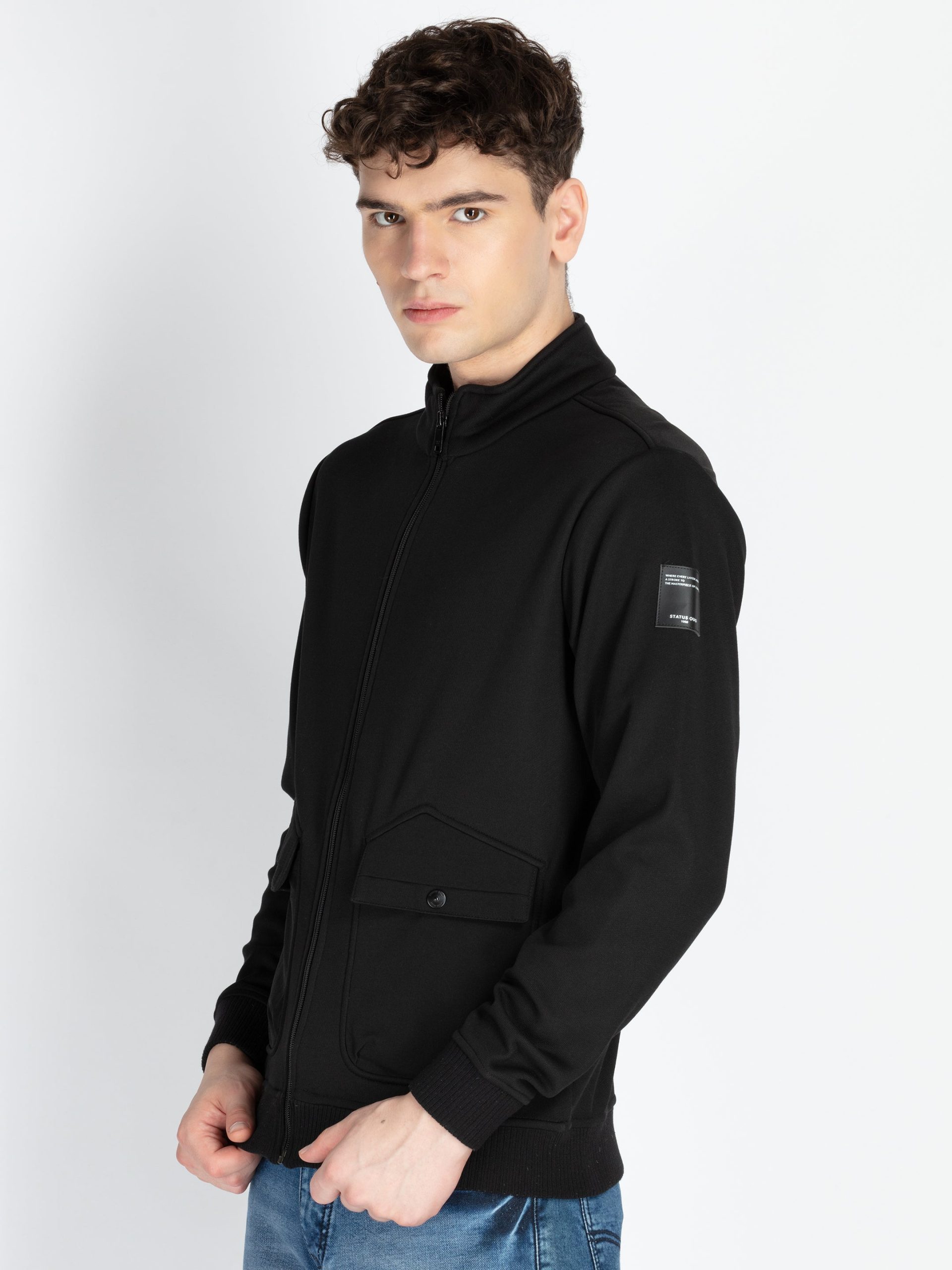 Mens Solid High Neck Lightweight Sweatshirt