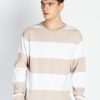 Mens Striped Round Neck Lightweight Sweatshirt