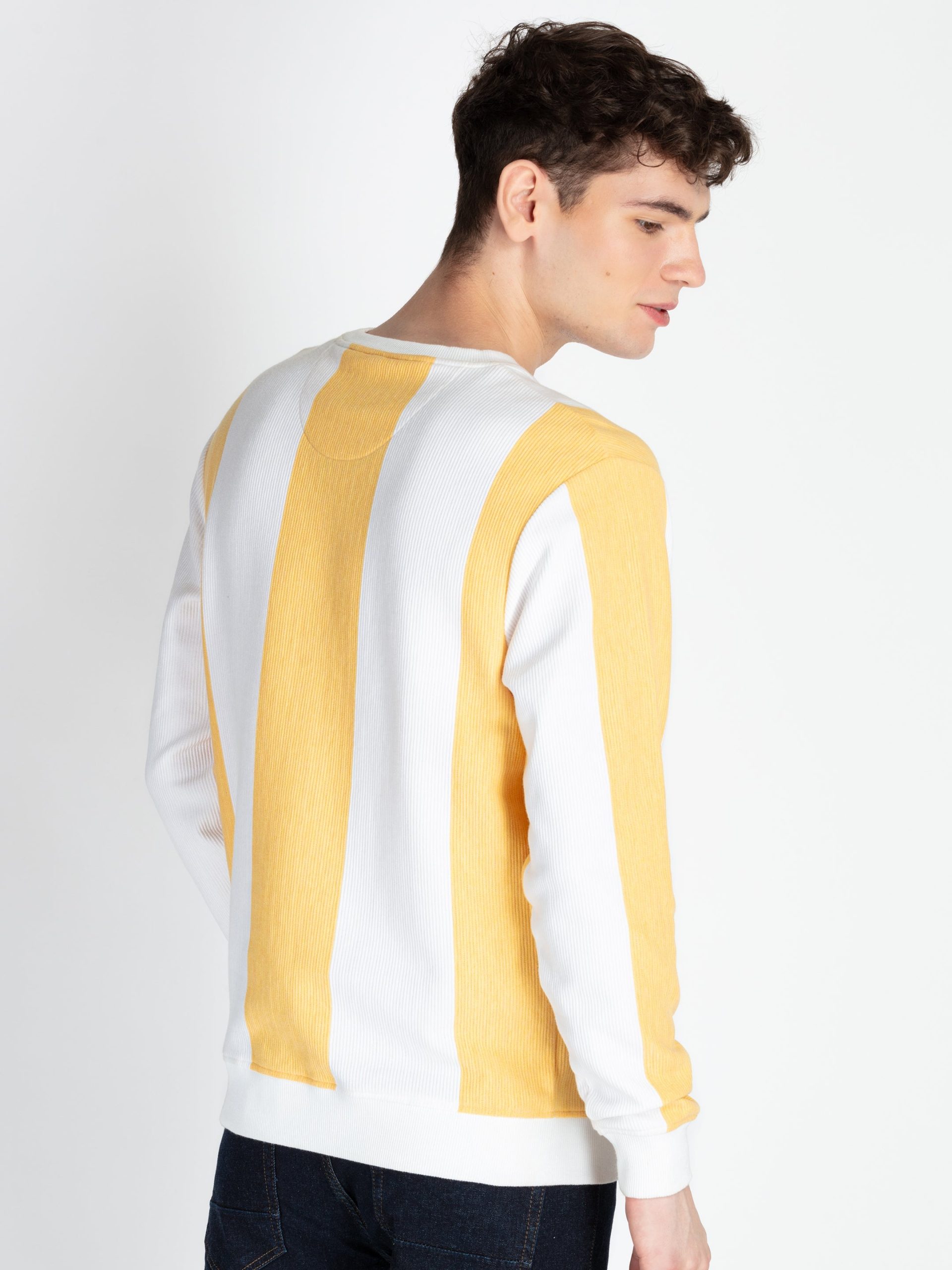 Status Quo Mens Striped Round Neck Lightweight Sweatshirt