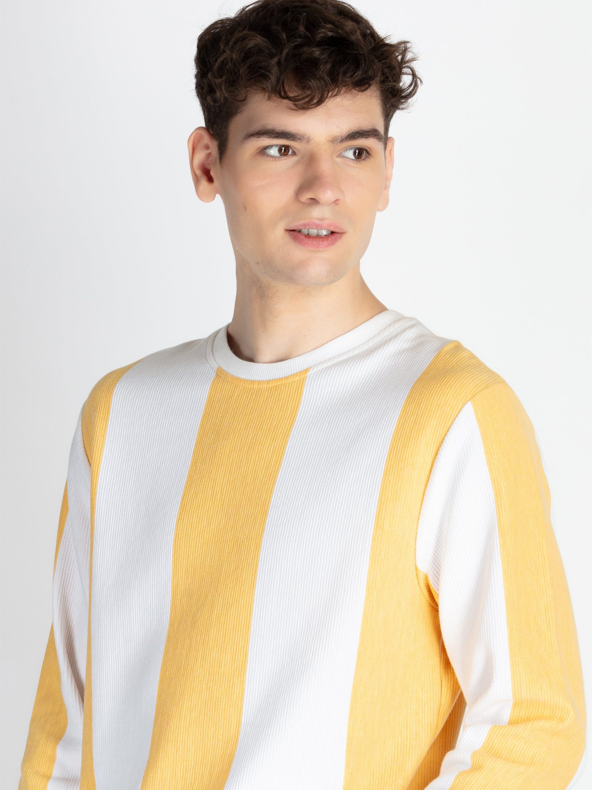 Status Quo Mens Striped Round Neck Lightweight Sweatshirt