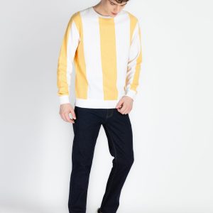 Status Quo Mens Striped Round Neck Lightweight Sweatshirt