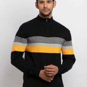 Mens Colourblocked High Neck Sweater