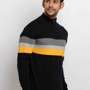 Mens Colourblocked High Neck Sweater