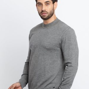 Mens Solid High Neck Sweater