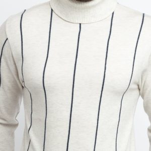 Status Quo Mens Striped High Neck Sweater