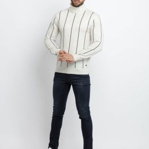 Status Quo Mens Striped High Neck Sweater