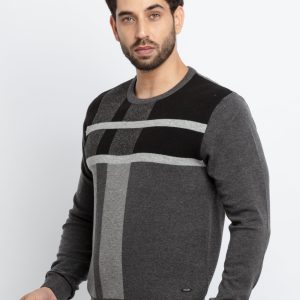 Status Quo Men'S Colour Blocking Round Neck Sweater