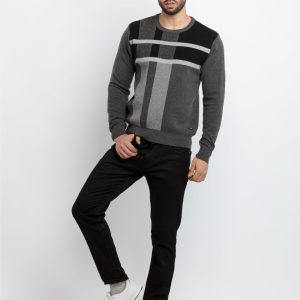 Status Quo Men'S Colour Blocking Round Neck Sweater