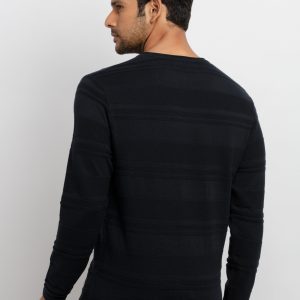 Mens Structure Knit Round Neck Sweater