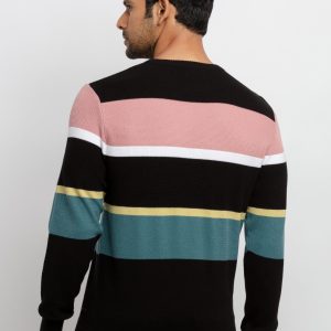 Mens Structure Knit Round Neck Sweater