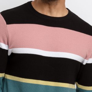 Mens Structure Knit Round Neck Sweater
