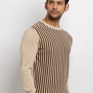 Mens Striped Round Neck Sweater