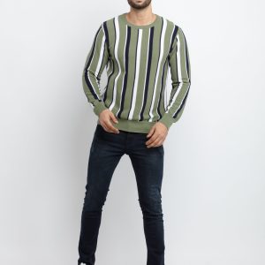 Mens Striped High Neck Sweater