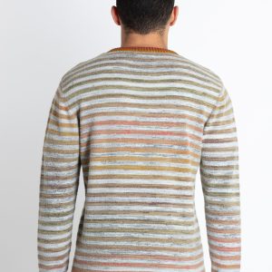 Status Quo Men'S Striped Round Neck Sweater