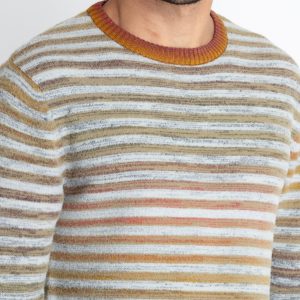 Status Quo Men'S Striped Round Neck Sweater