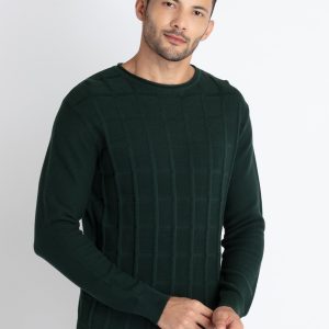 Mens Textured Round Neck Sweater