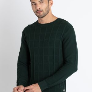Mens Textured Round Neck Sweater