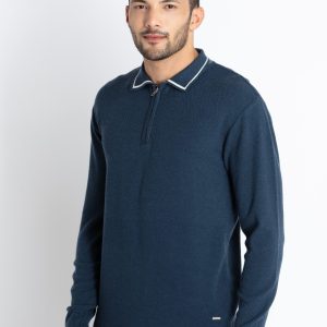 Mens Solid Polo Sweater