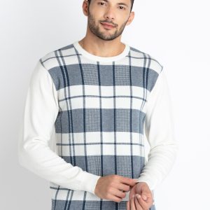 Mens Checkered Round Neck Sweater