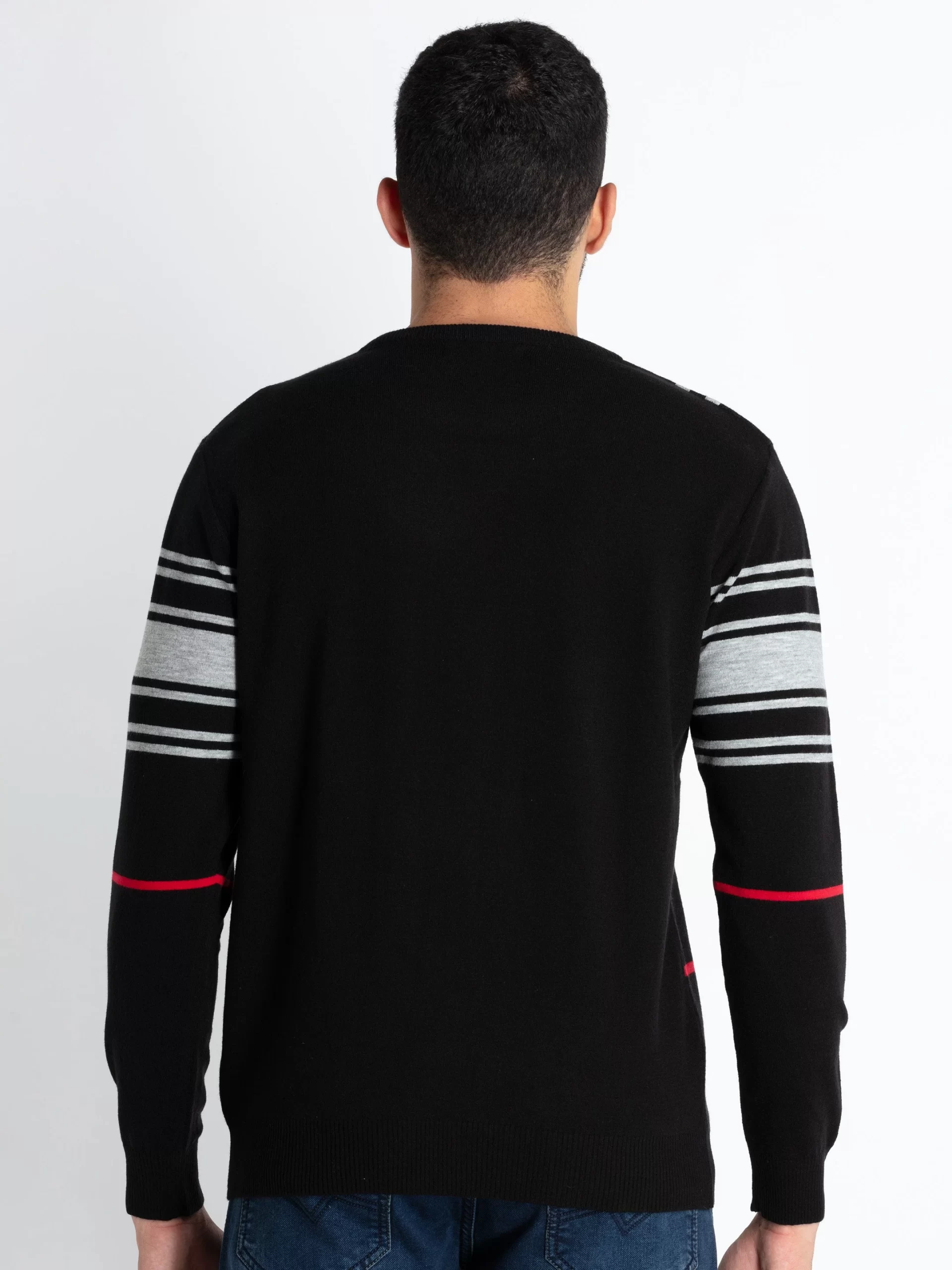 Mens Checkered Round Neck Sweater