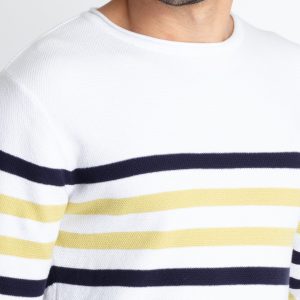 Status Quo Men'S Striped Round Neck Sweater