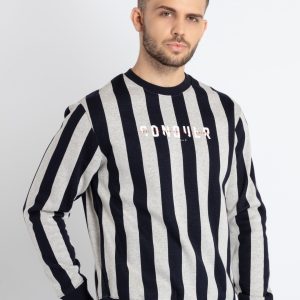 Mens Striped Round Neck Sweatshirt
