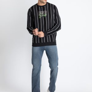 Mens Striped Round Neck Sweatshirt