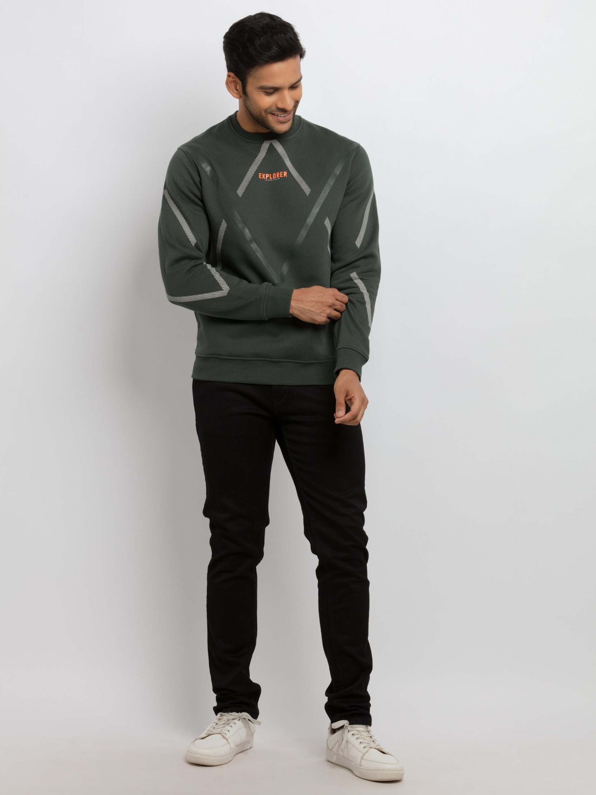 Mens Printed Round Neck Sweatshirt