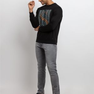 Mens Printed Round Neck Sweatshirt