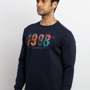 Mens Printed Round Neck Sweatshirt