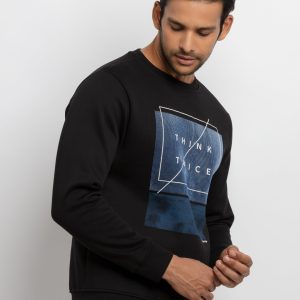 Mens Printed Round Neck Sweatshirt