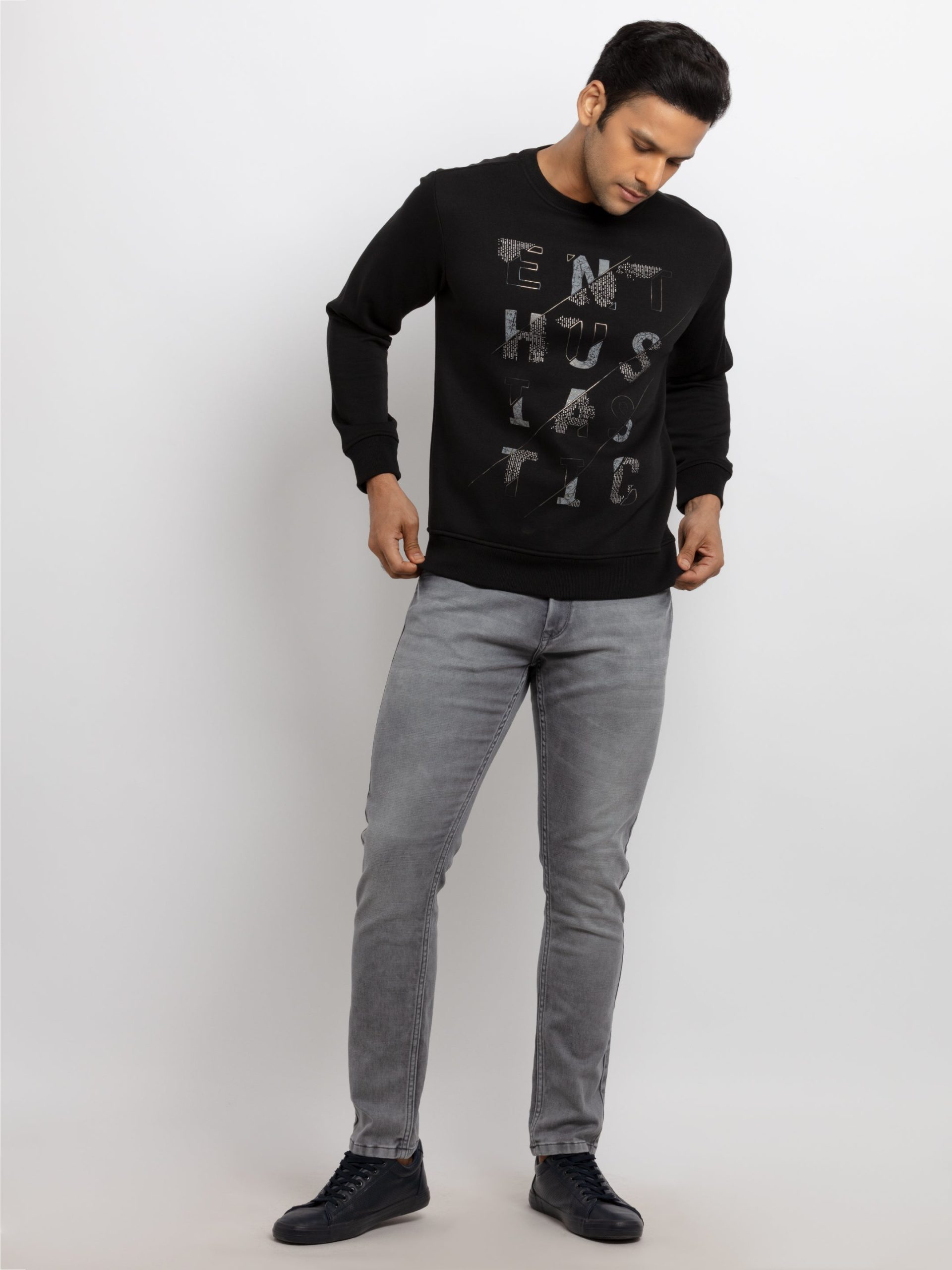 Mens Printed Round Neck Sweatshirt