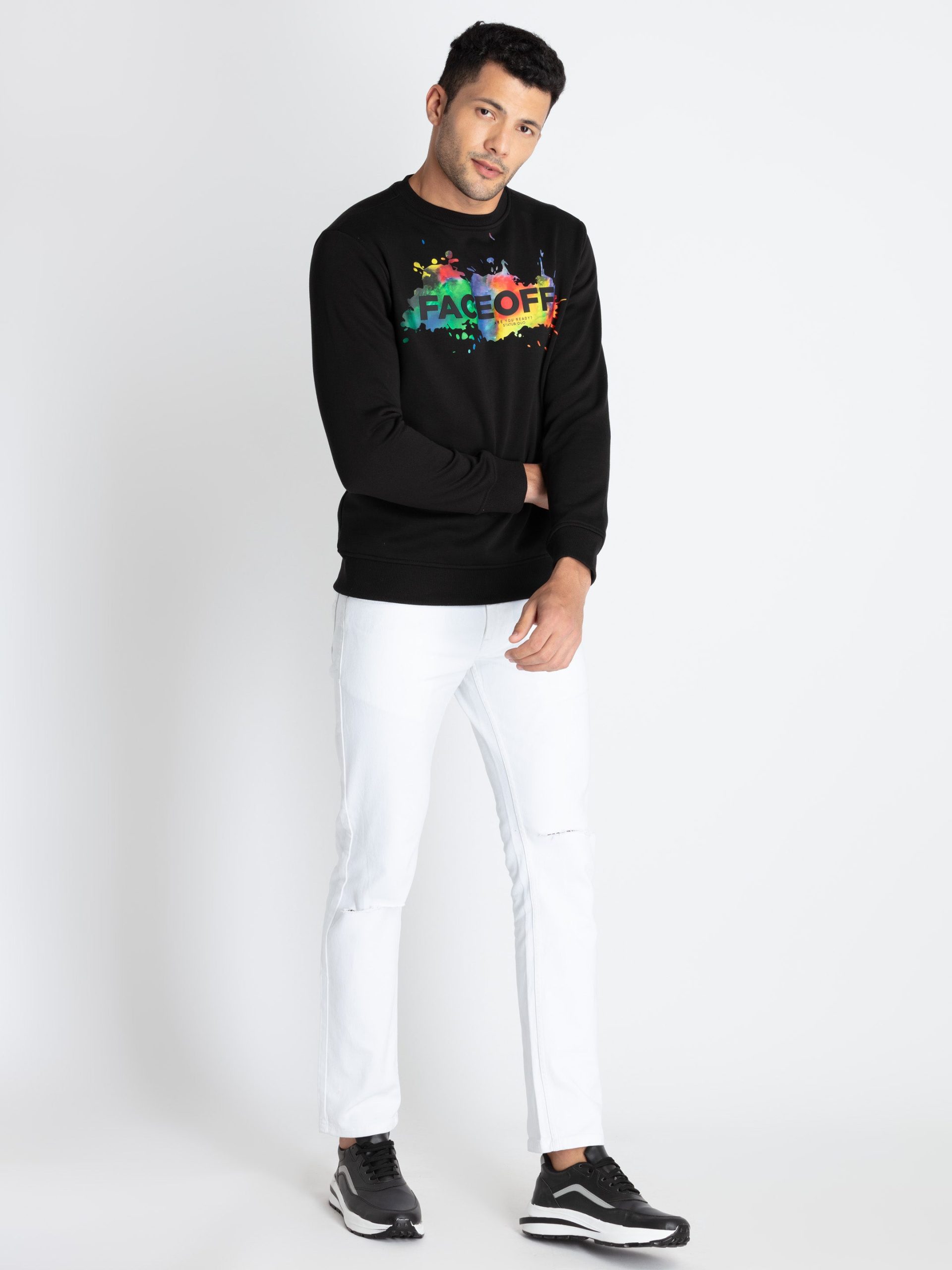 Mens Printed Round Neck Sweatshirt