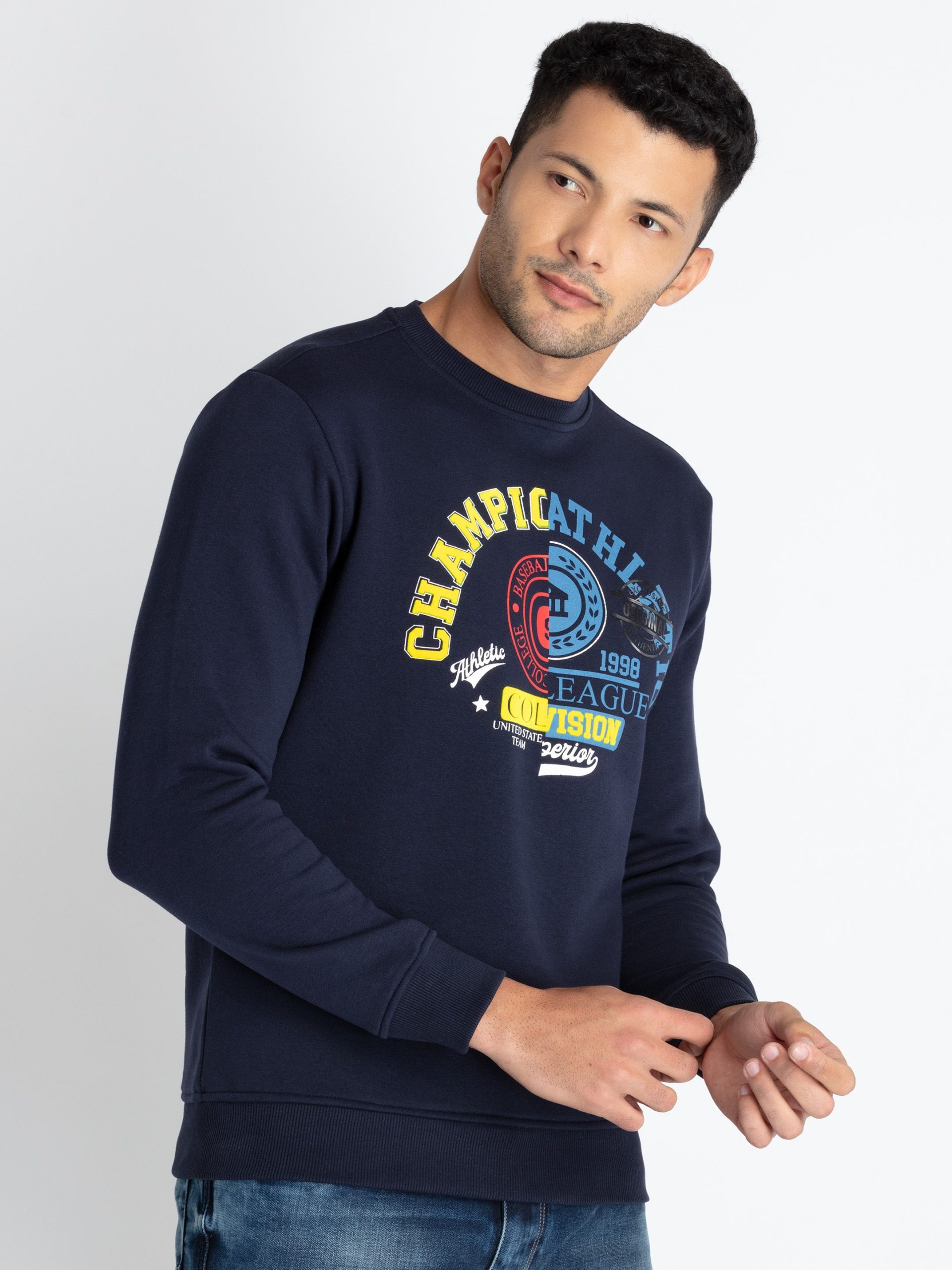 Mens Printed Round Neck Sweatshirt