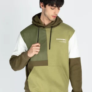 Mens Colorblocked Full Sleeve Hooded Sweatshirt