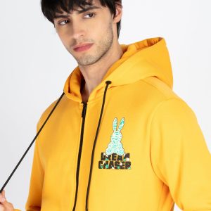 Mens Printed Round Neck Hooded Sweatshirt