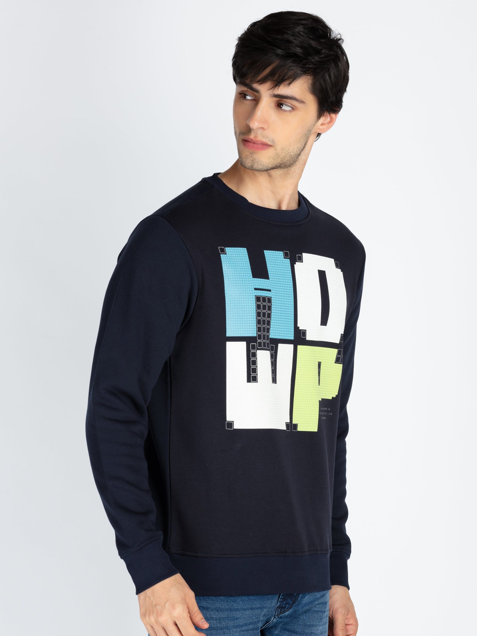 Mens Printed Round Neck Full Sleeve Sweatshirt