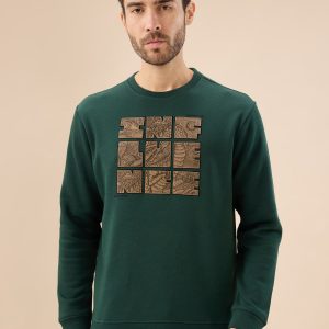 Status Quo Men'S Chest Rubber Typography Print Full Sleeve Round Neck Fleece Sweatshirt