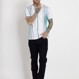 Status Quo Mens Striped Round Neck Tshirt