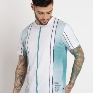 Status Quo Mens Striped Round Neck Tshirt
