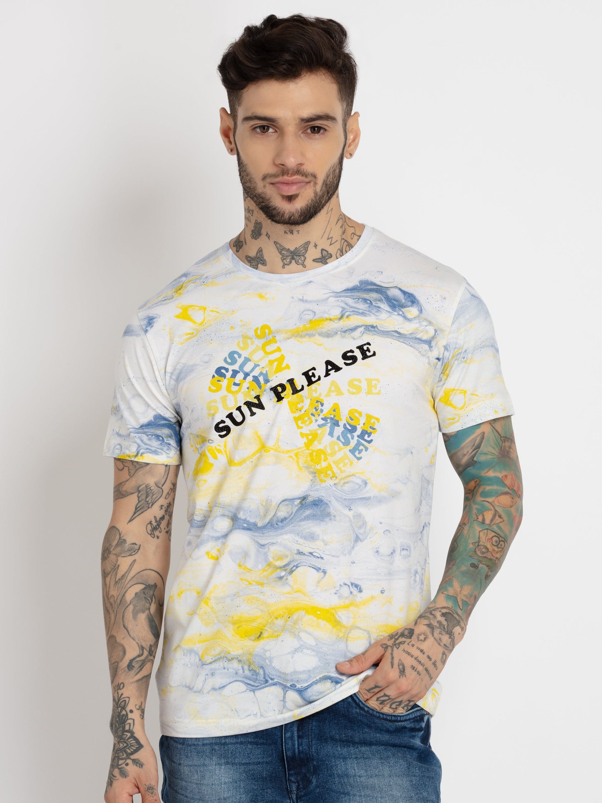 Status Quo Mens All Over Printed Round Neck T-Shirt