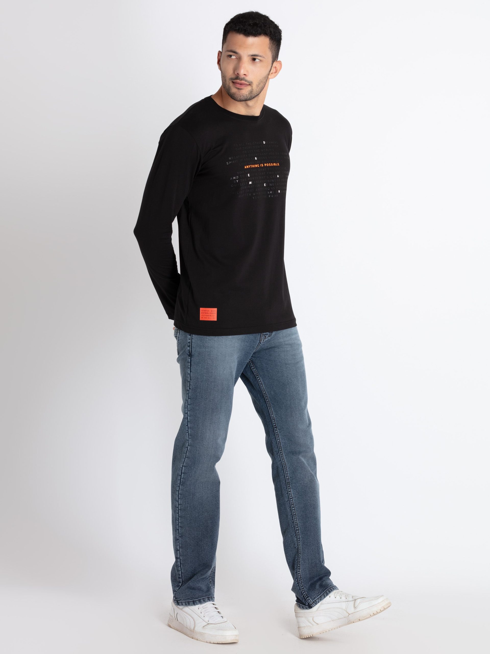Status Quo Men'S Printed Round Neck T-Shirt
