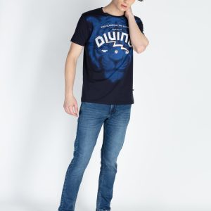 Mens Front Printed Round Neck T-Shirt