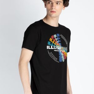 Mens Front Printed Round Neck T-Shirt