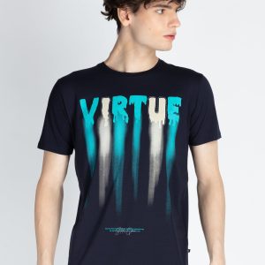 Mens Front Printed Round Neck T-Shirt
