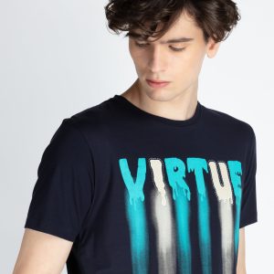 Mens Front Printed Round Neck T-Shirt