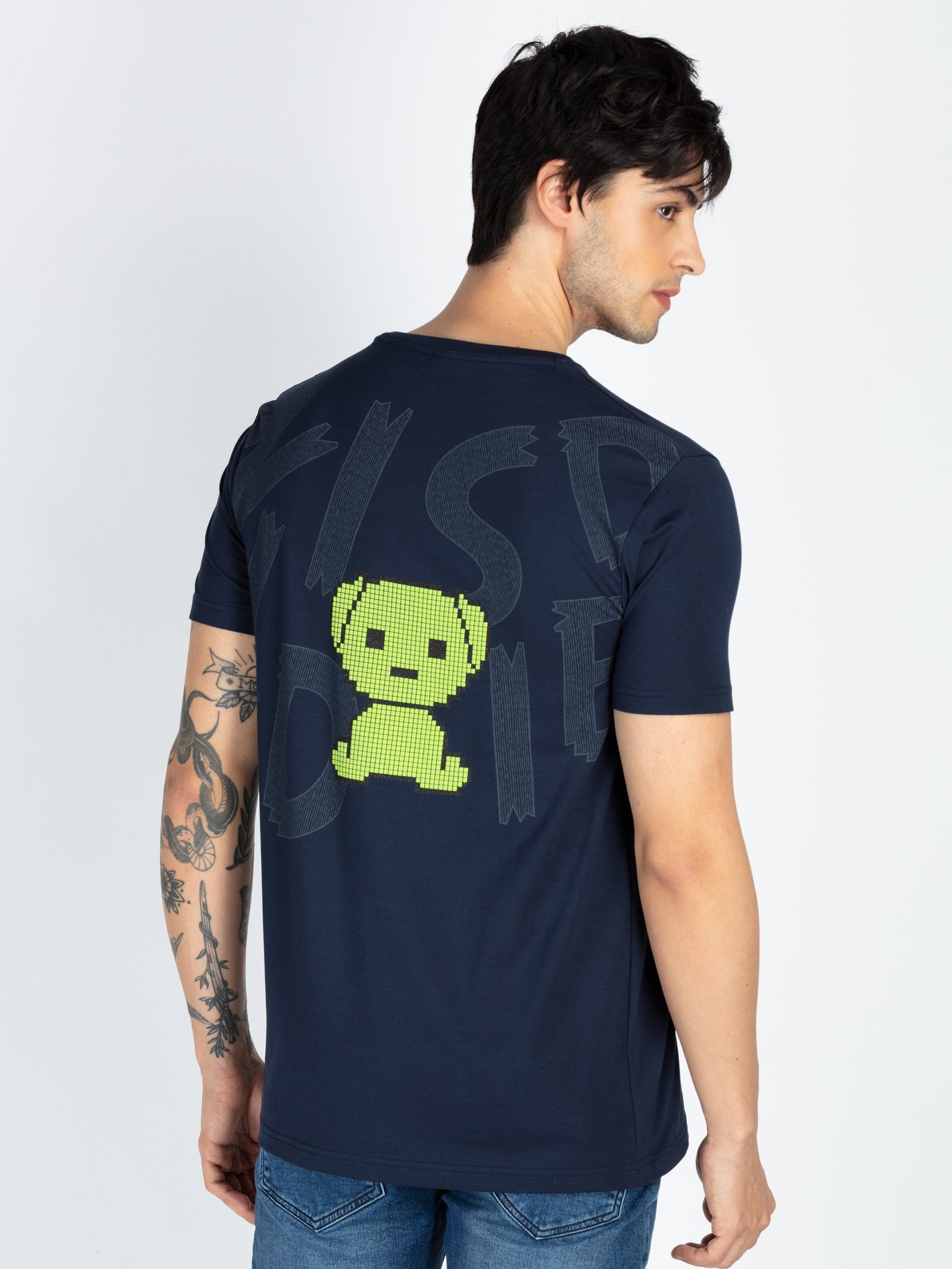 Mens Front & Back Printed Round Neck T-Shirt