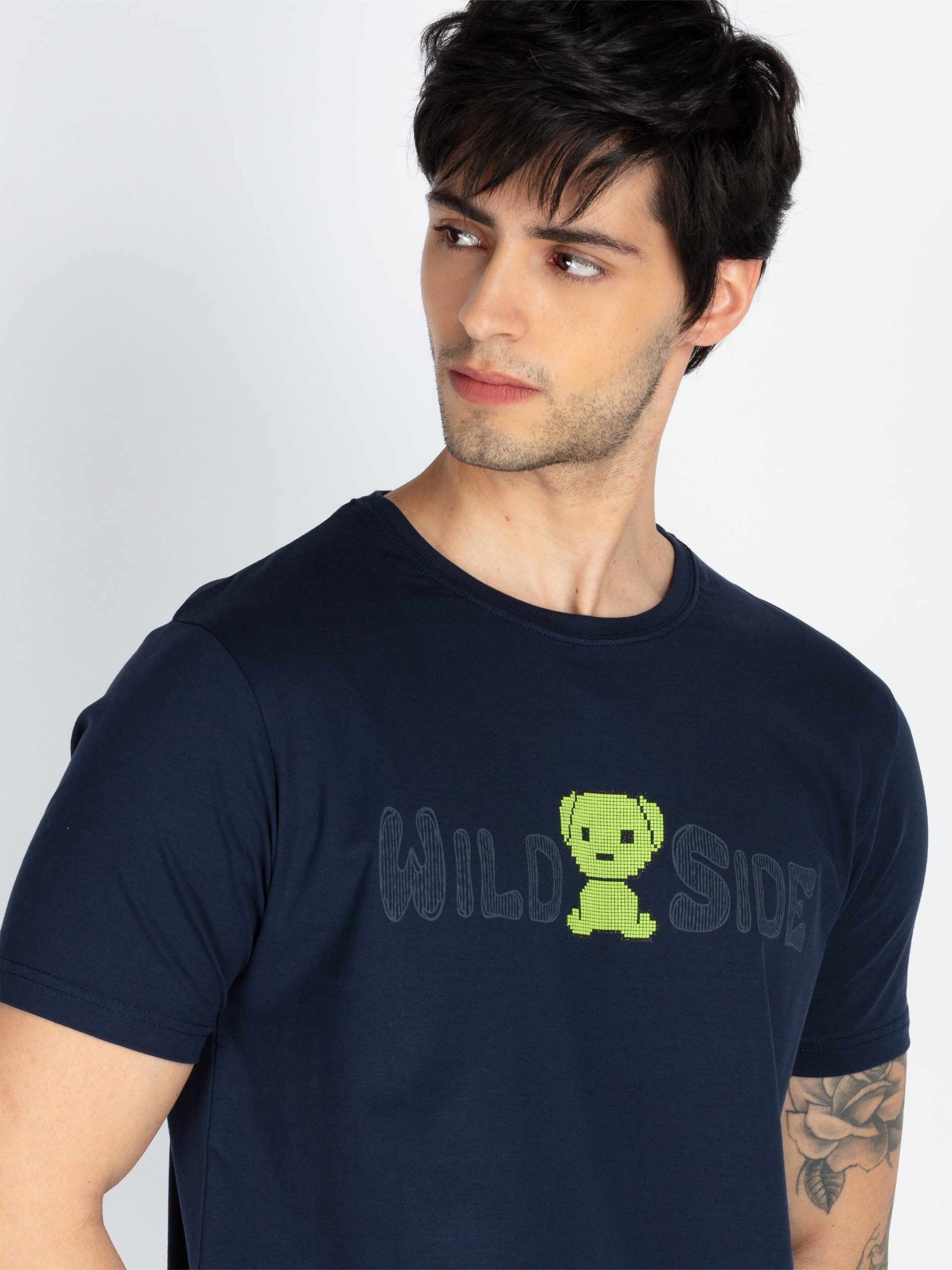 Mens Front & Back Printed Round Neck T-Shirt