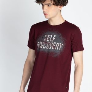 Mens Front Printed Round Neck T-Shirt