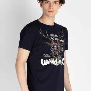 Mens Front Printed Round Neck T-Shirt